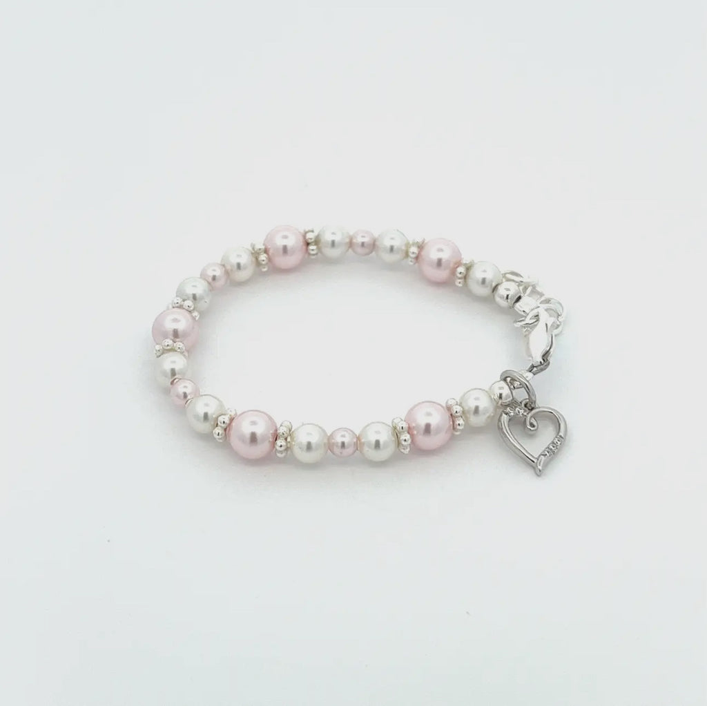 Kids Pink and White Pearl Baby Bracelet