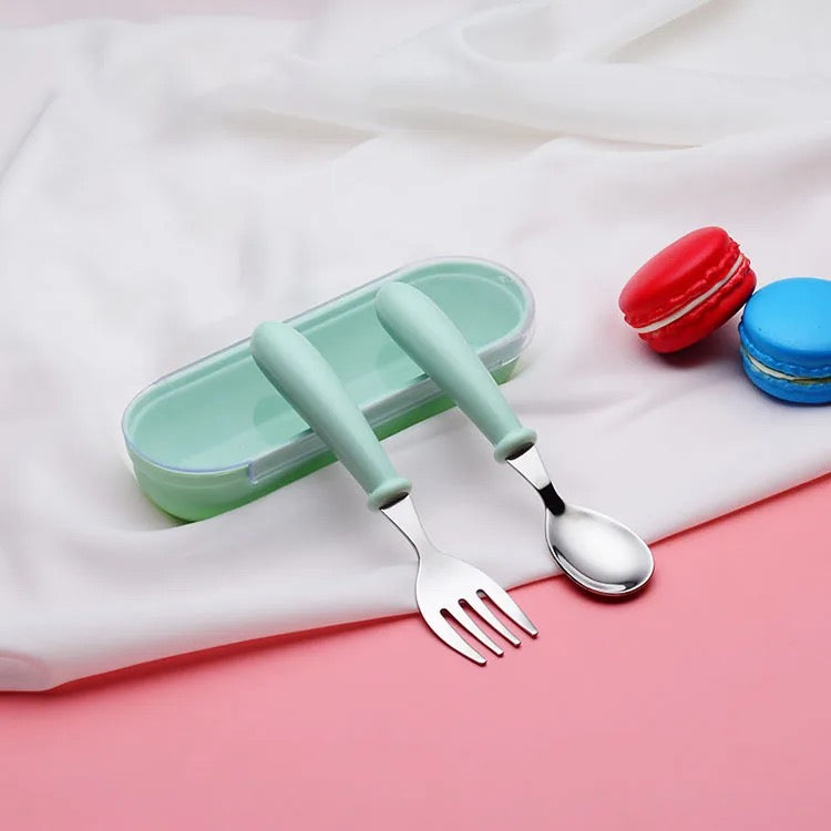 Stainless Steel Children's Tableware Fork and Spoon Set