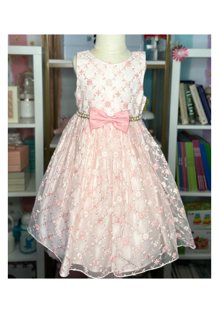 Elegant Lace Dress - Pink flowers