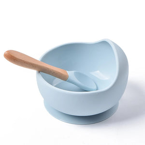 Silicone bowl and bamboo spoon