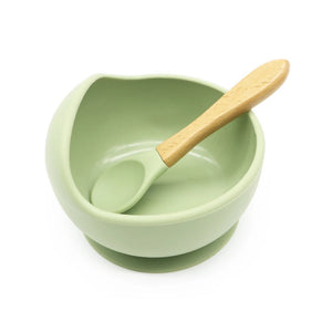 Silicone bowl and bamboo spoon