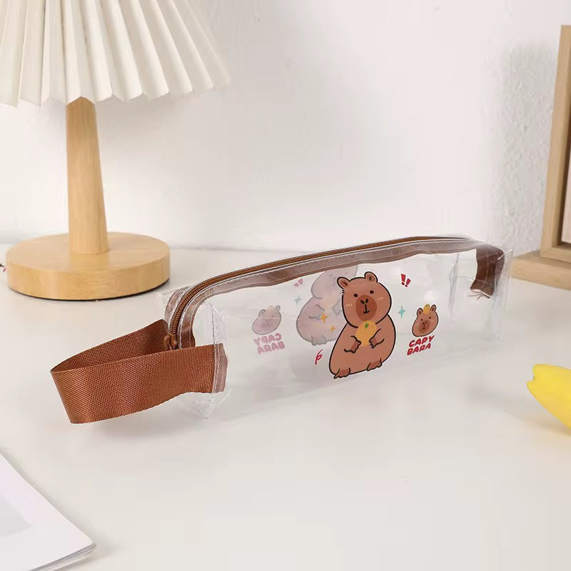 Clear capybara pencil case