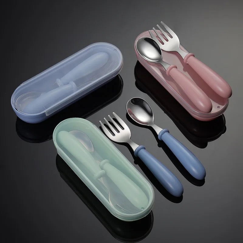 Stainless Steel Children's Tableware Fork and Spoon Set