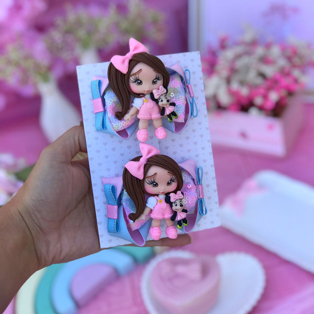 Bow set - pink and blue