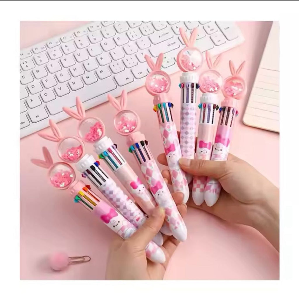 Cute rabbit 10 in 1 multicolor ballpoint pen