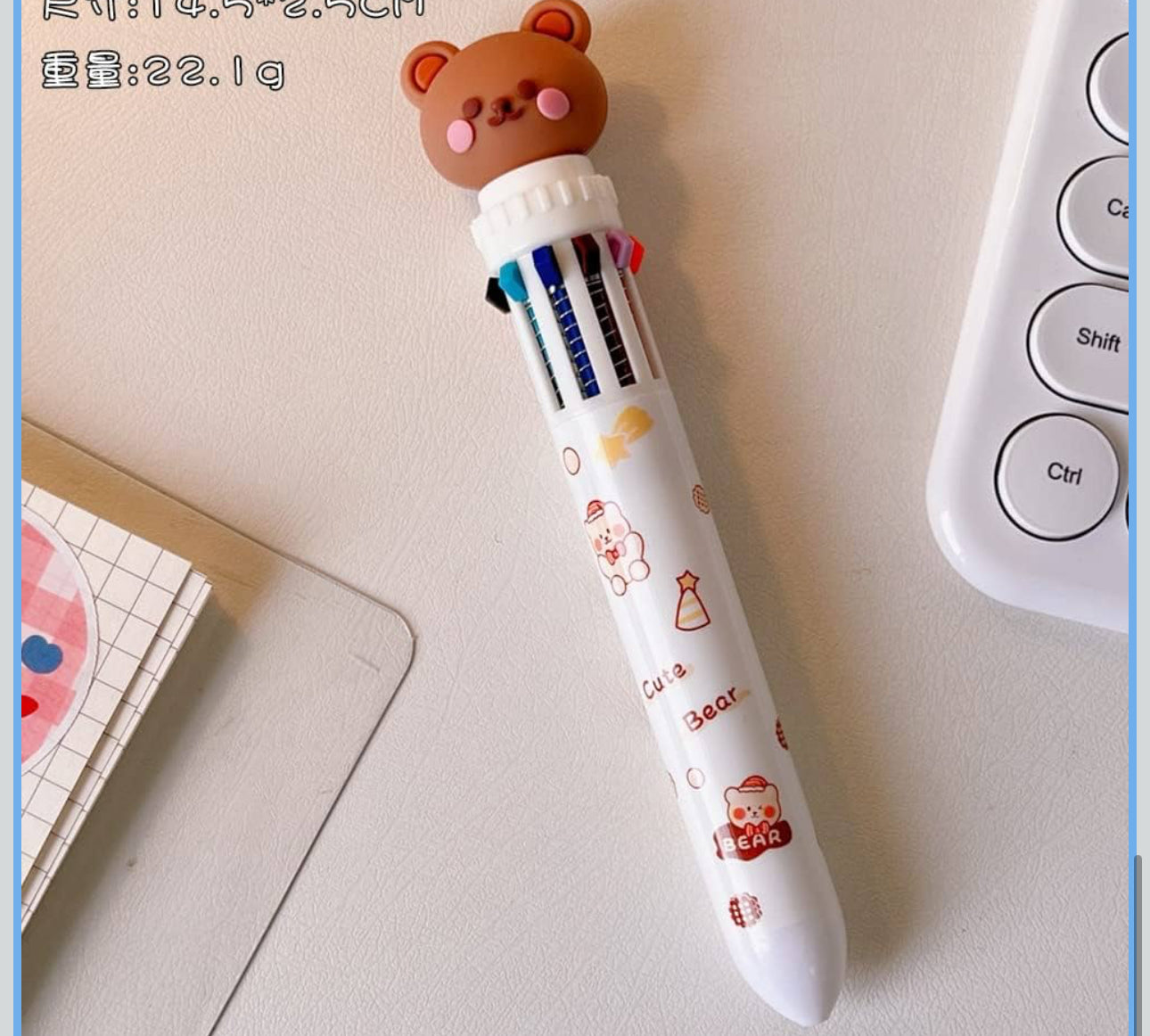 Cute bear 10 in 1 multicolor pen