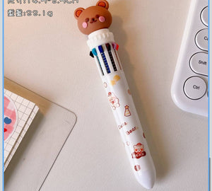 Cute bear 10 in 1 multicolor pen